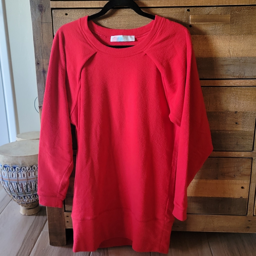 Free People Beach Red Sweatshirt Tunic/Mini Dress